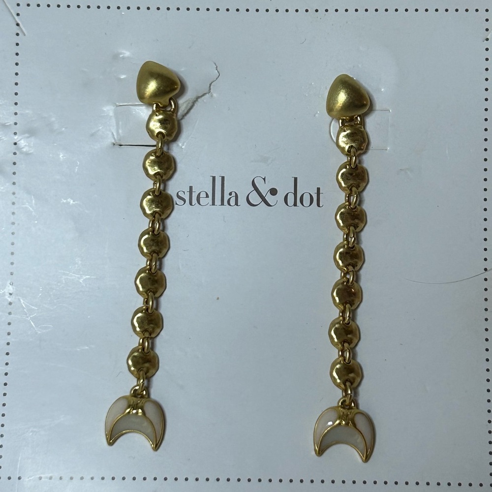 Stella&Dot Gold Chain Earring with Enamel Detail - like new/display only
